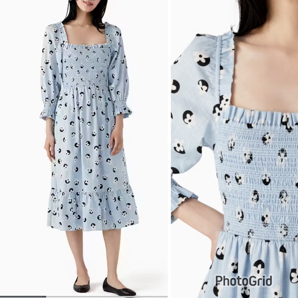 Kate Spade floral smocked midi dress